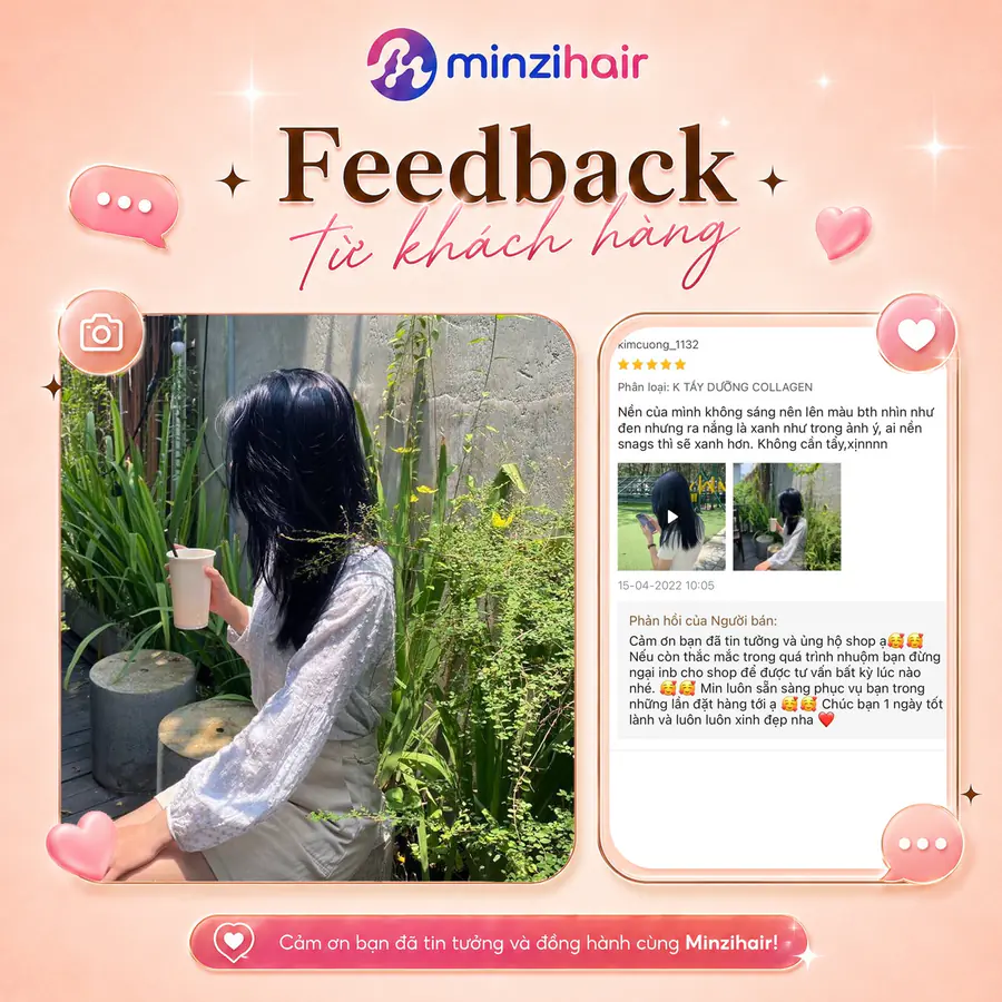 Feedback khách nhuộm tóc màu xanh đen khói 2