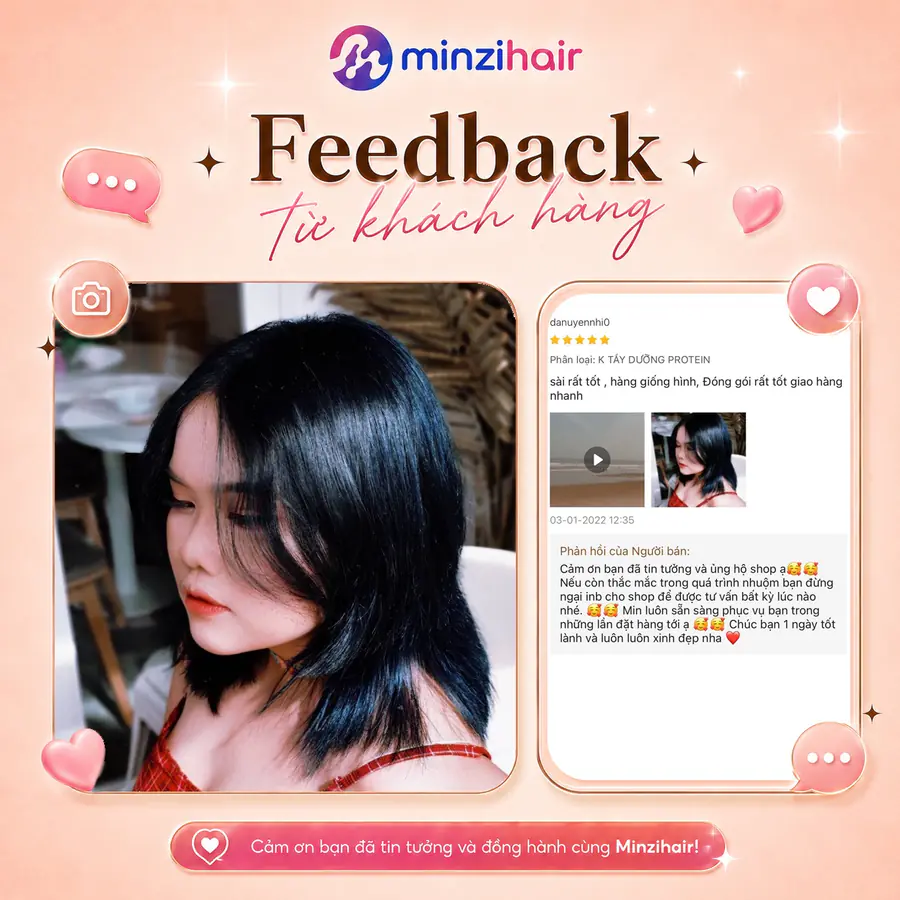Feedback khách nhuộm tóc màu xanh đen khói 3