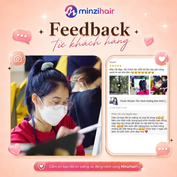 Feedback khách nhuộm tóc màu xanh đen khói 4